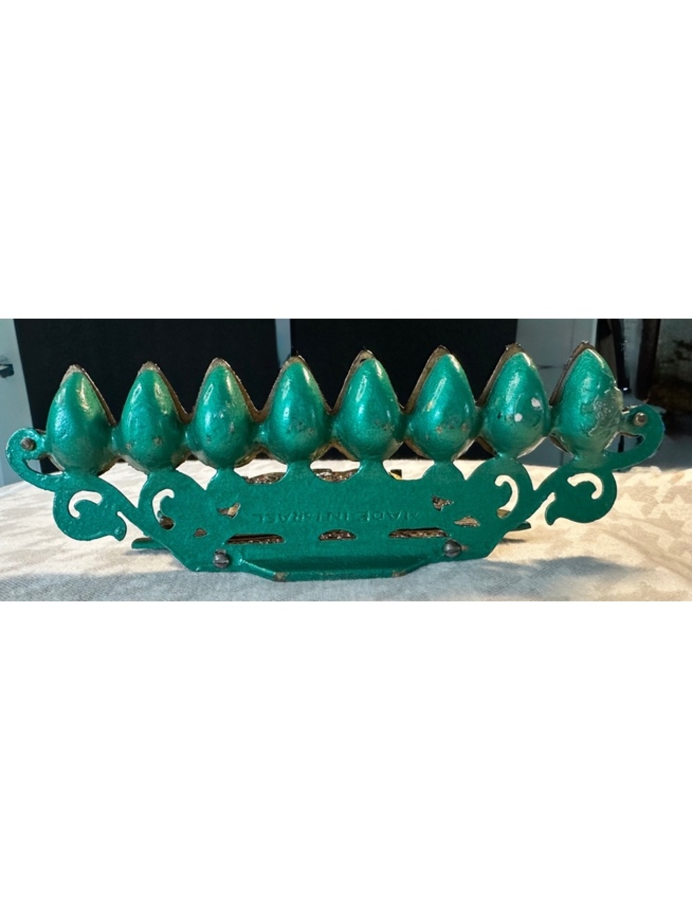 Vintage Israel Hanukkah Menorah Judaica Lions Judah 10 Commandments Jerusalem - Picture 14 of 15